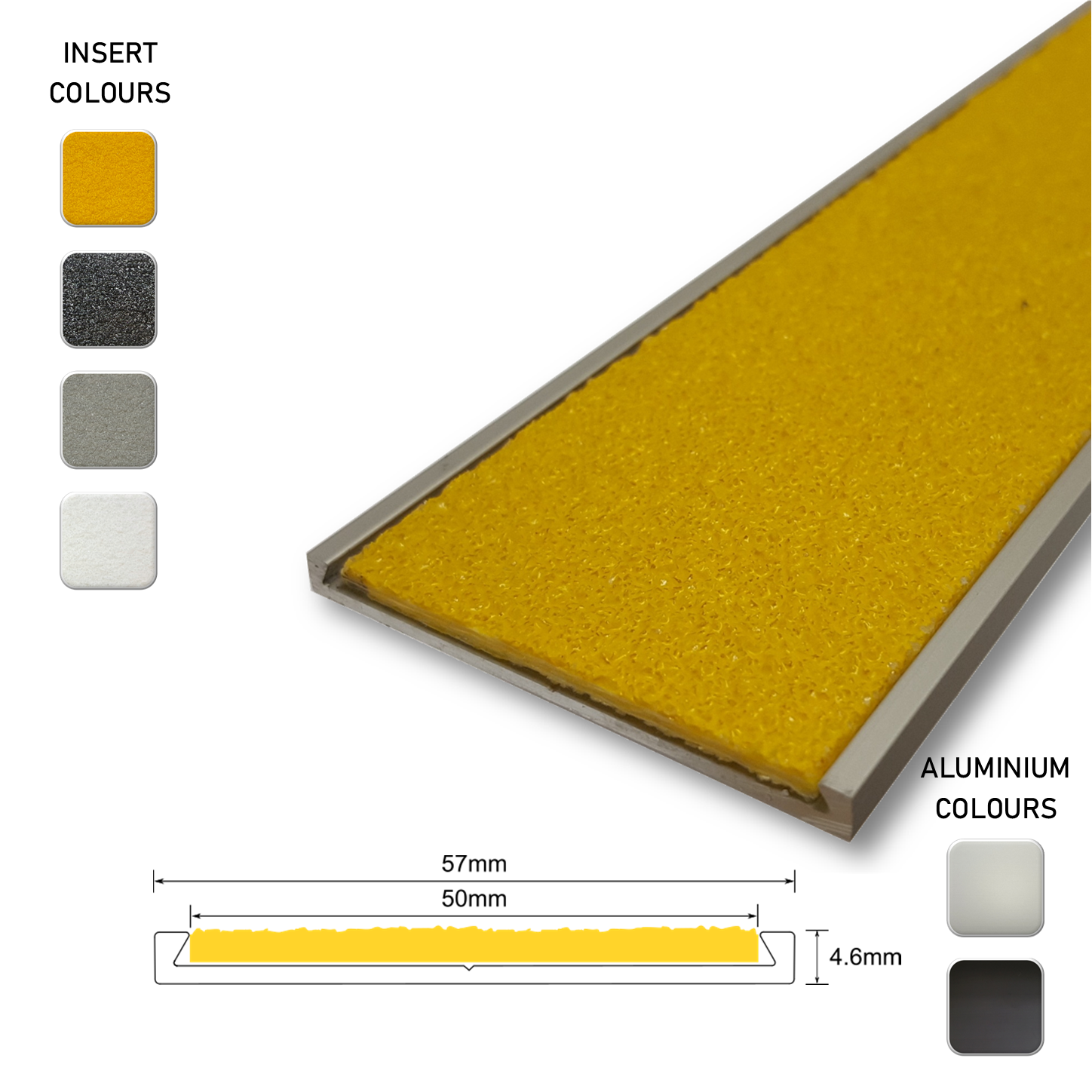 Series 10 Aluminium Stair Nosing - Solid Carborundum Insert
