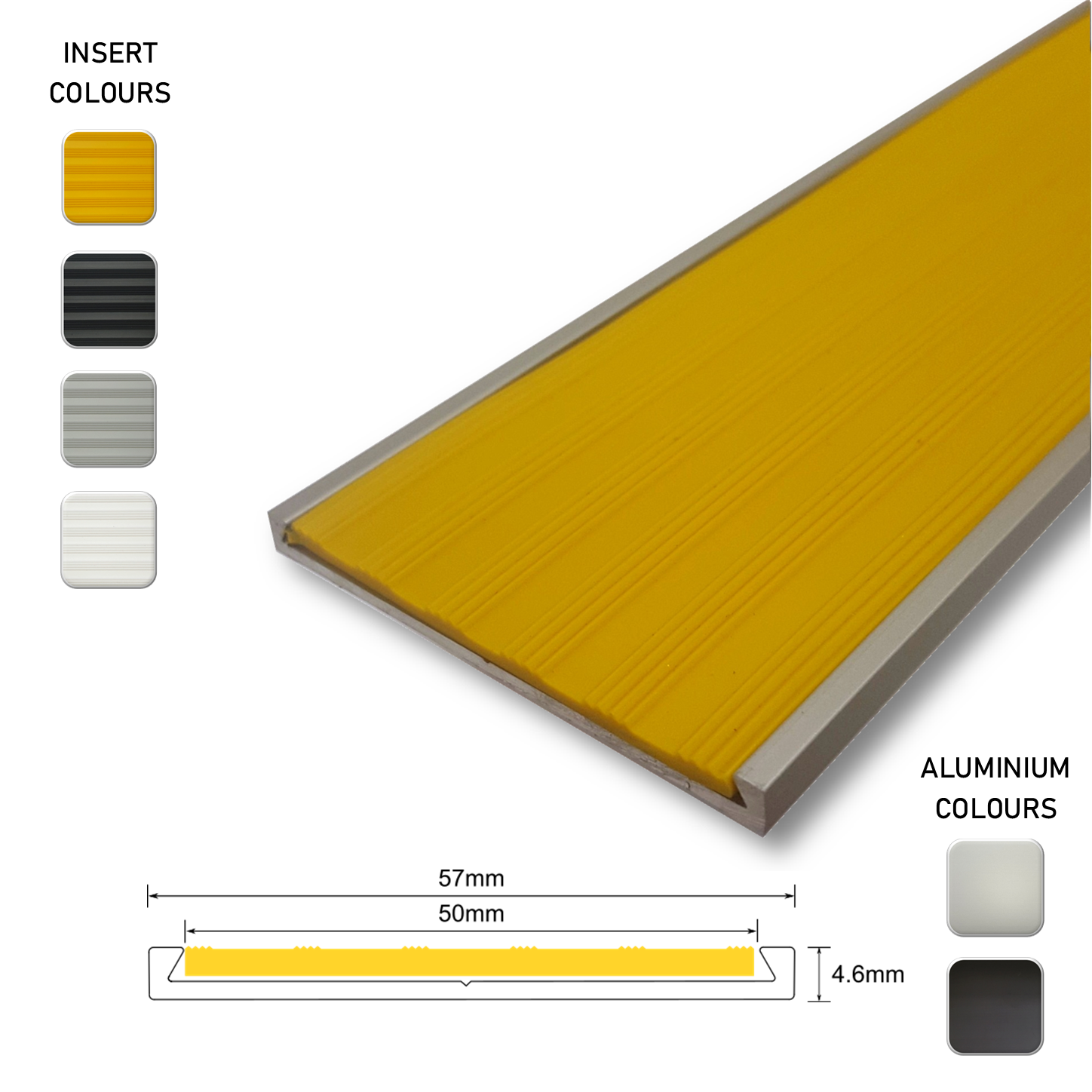 Series 11 Aluminium Stair Nosing - Solid Santoprene Insert