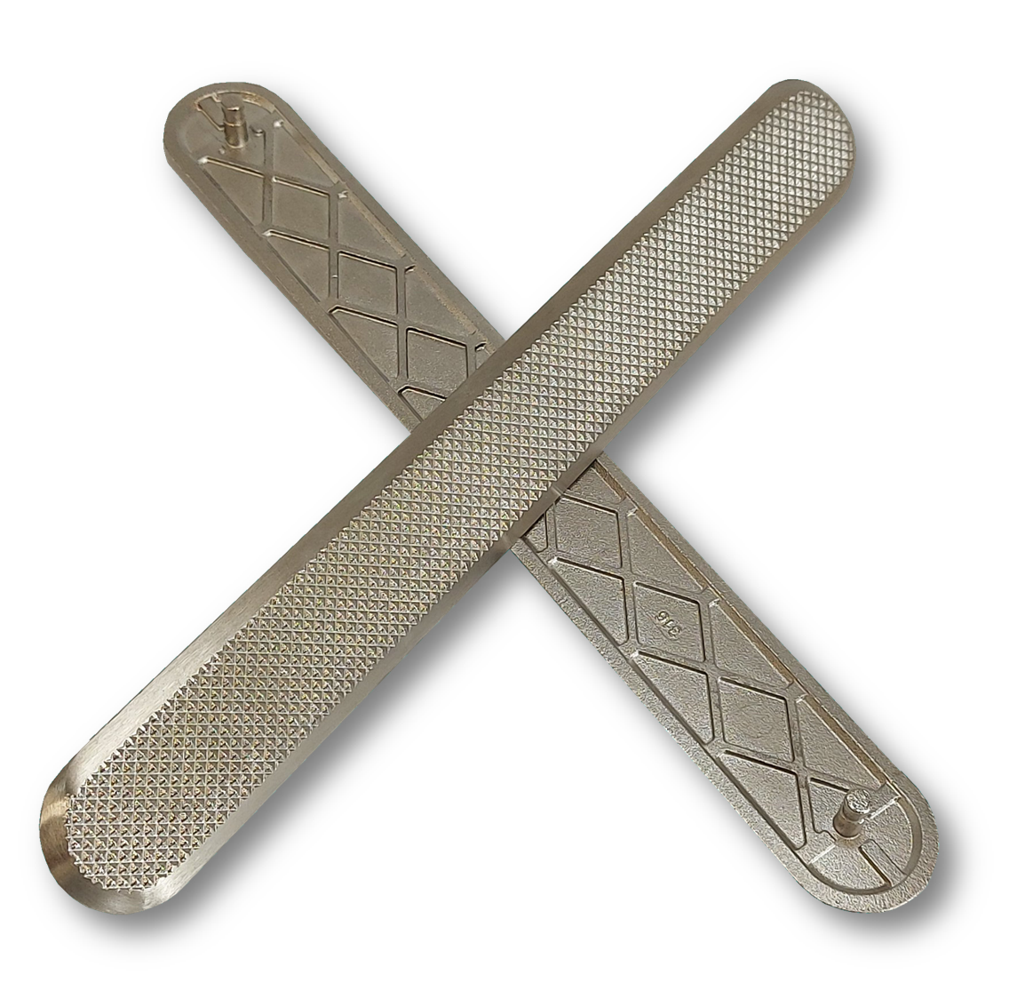 Two TacPro stainless steel tactile directional indicators. Main product photo